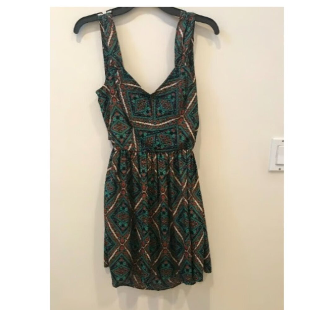 Band of Gypsies floral geometric print mini dress, size M